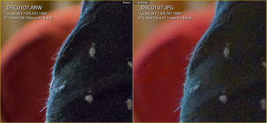 comparing jpg to arw