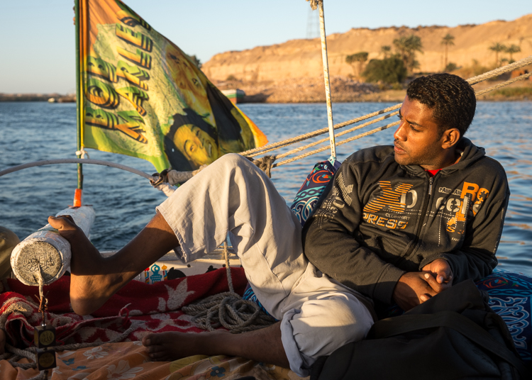 Captain Ayman at the Tiller Captain Ayman at the Tiller